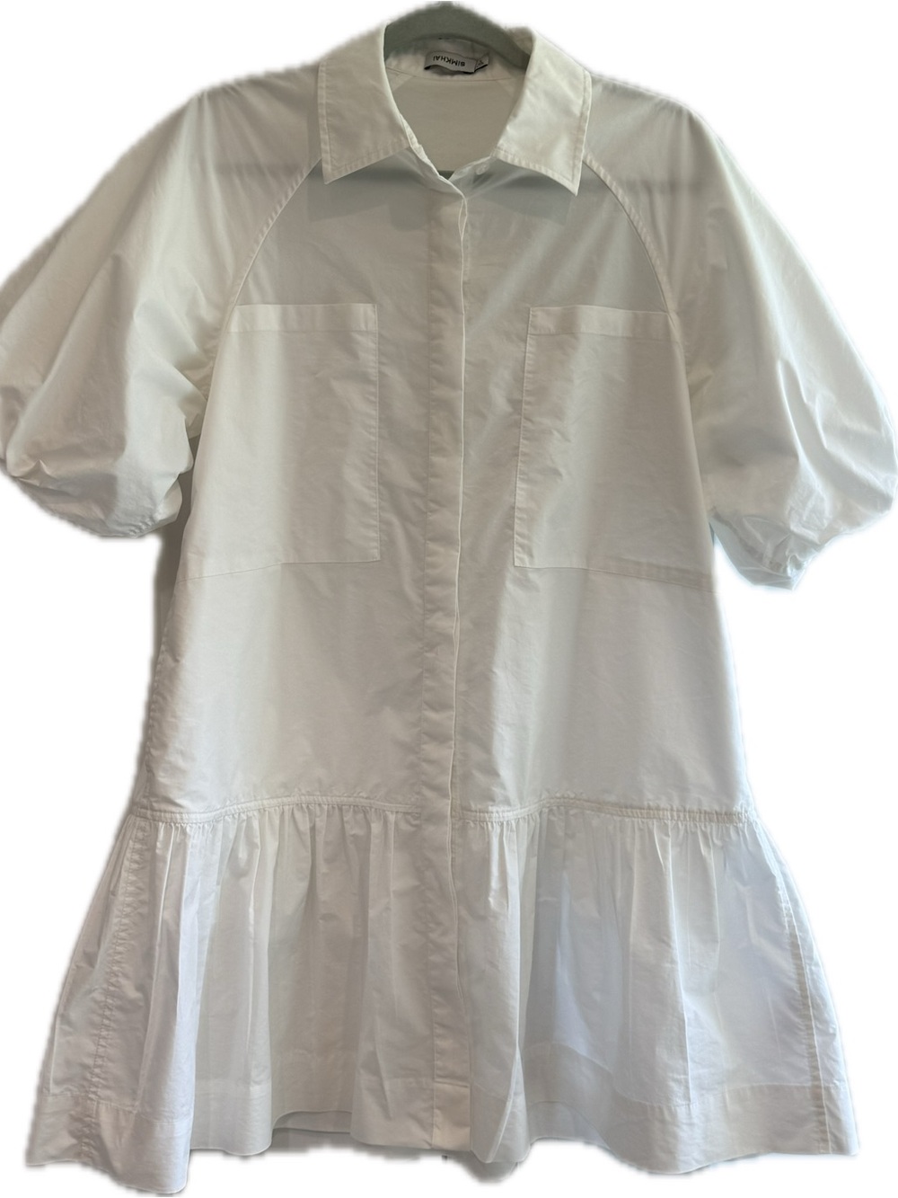 Simkhai White Shirt Dress with Ruffle Hem